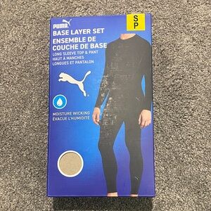 Puma Black Base Layer Set with Long Sleeve Top and pants new in pack size small
